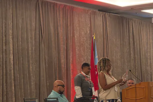 Rhochanda receiving her award